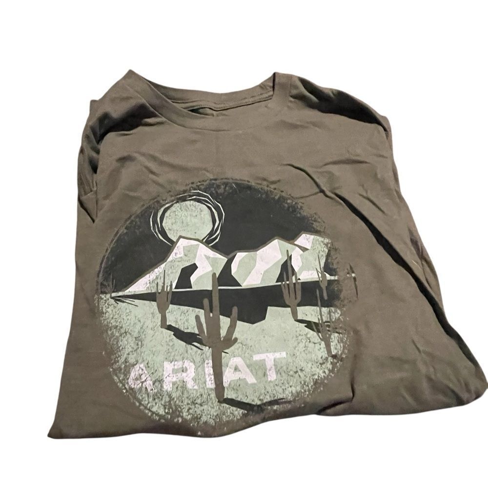 Ariat Khaki Mountain Graphic Tee new without tags size small